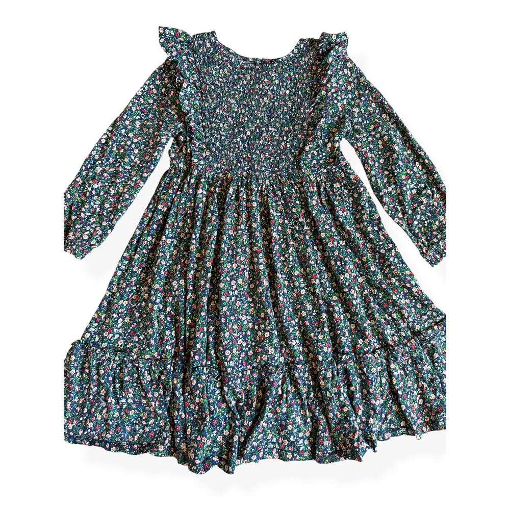 Polo Ralph Lauren Floral Smocked Cotton Jersey Dress Navy Girls XL 16